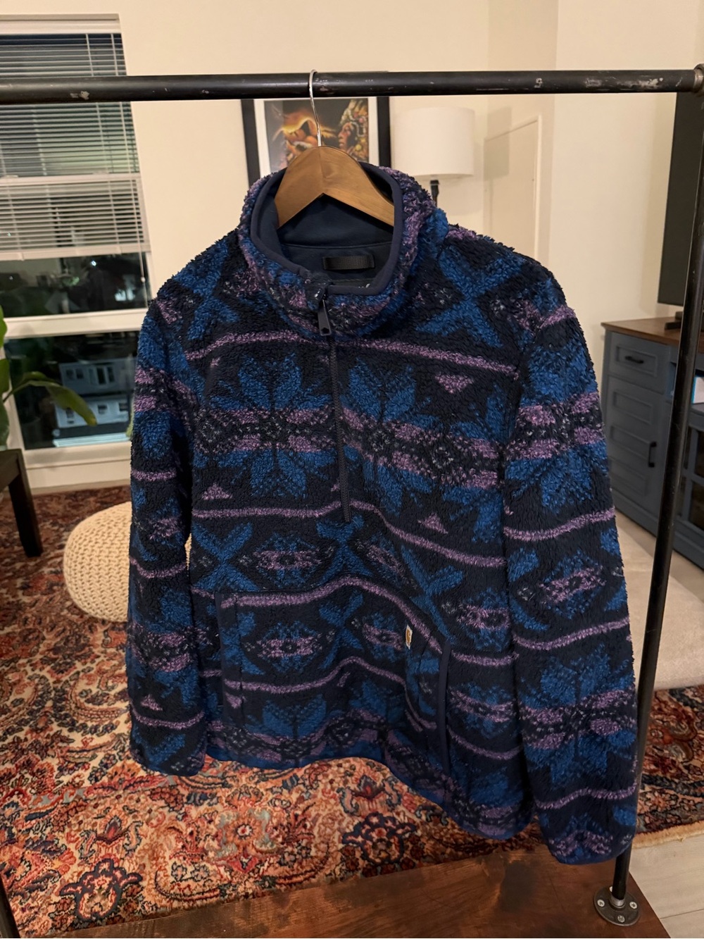 Carhartt Blue & Purple Patterned Teddy Fleece Jacket
